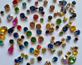 100 Sew On Crystal Rhinestones with Claw,mini Crystal Gems Sewing,Claw Rhinestones for Clothing,DIY,Craft