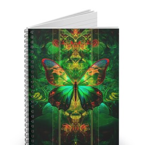 Butterfly Psychedelic Spiral Notebook Digital Optimized, Ruled Line. Beautiful gift for birthday, graduations or fun! Pretty floral journal