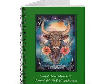 Taurus Spiral Notebook, Ruled Line, great birthday gift for her, Astrology lovers notebook, Journal gift, Astrological sign notebook