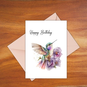 Birthday Card - Greeting Card - Hummingbird - Blank Card