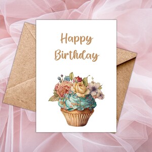 Birthday Card - Greeting Card - Blank Cupcake card
