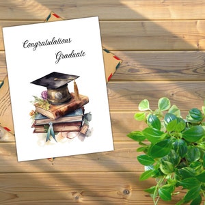 Tarjeta de graduación - Tarjeta de felicitación - Felicitaciones al graduado - Tarjeta en blanco - Imprimible