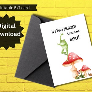 Birthday Card/ Dancing Frog Birthday Card/ Greeting Card/ Blank Card/ Frog