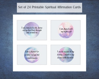 Spiritual Affirmation Cards - 24 Printable Cards - Positive Affirmations