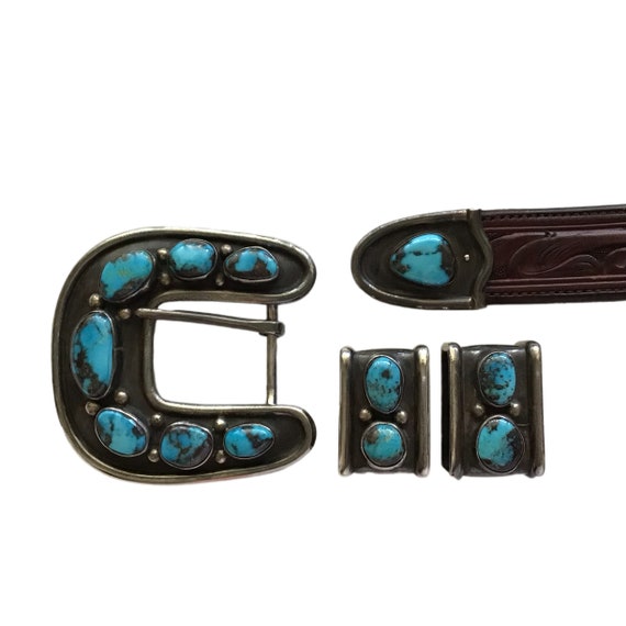 Joe Chee Navajo Ranger Set -Sterling Silver and B… - image 3