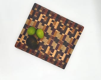 Handcrafted cutting board, serving tray, charcuterie, hardwood, chaotic / random pattern