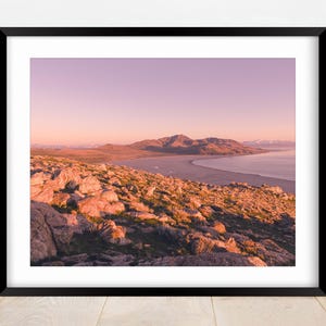 Soft Horizon – Peaceful Landscape Photography Print in Pink & Gold, Desert Sunset Wall Art, Nature Photo for Tranquil Home Decor