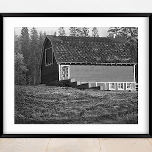 Pleasant View Barn - Barn Photo, Barn Wall Art, Landscape Print, Home Decor, Nature Decor, Art Print, Black and White, Large Farm Prints