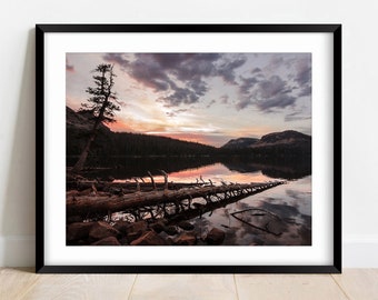 Mirror Lake Mountain Sunset Photo Print – Uinta Mountains Landscape Wall Art