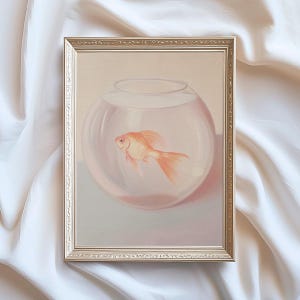 Goldfish Painting Coastal Wall Art – Fish Decor Print, Sea Life Poster, Maritime Living Art, Digital Download Printable