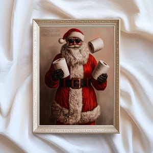 Christmas Bathroom Santa Printable! Holiday Print Funny Bathroom Wall Art Cool Santa Poster Digital Xmas Toilet Decor Funny Christmas Print