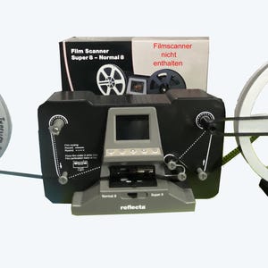 Juego de adaptadores Super 8 para escáneres de película para rollos de película de hasta 180 m