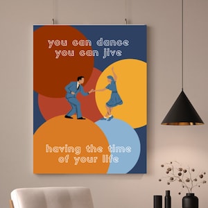 Couple Dancing and Musical Poster - Dancing Queen - ABBA - A3 (29.7x42cm) - Square (30x30cm) - Digital Print