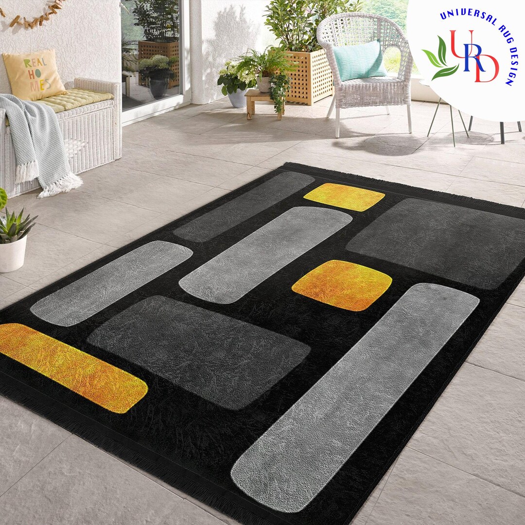 Bold Graphic Design Carpet|abstract Block Motif Rug|statement Rug ...