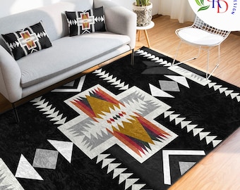 Rug Design Carpet|Aztec Fringed Rug|Southwestern Rug|Rustic Pattern Machine-Washable Non-Slip Carpet|Fancy Geometric Decor|Housewarming Gift