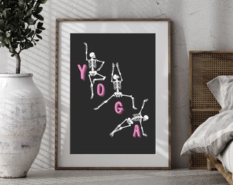 Skeleton Yoga Pose Art Print: Funny Yogi Studio Decor (Digital Download)