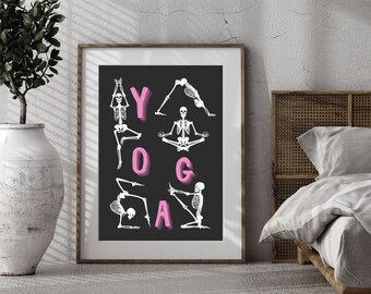 Yoga Skeleton Art Print: Funny Yogi Pose Wall Decor (Digital Download)