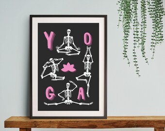 Skeleton Yoga Pose Print: Funny Yogi Studio Wall Art (Digital Download)