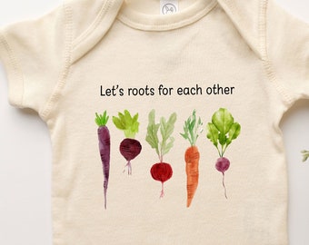 Let's Roots For Each Other Onesie® Funny Vegetable Pun Newborn Infant Youth Toddler Shirt Baby Suit One Piece For Baby Girl Baby Boy Gift