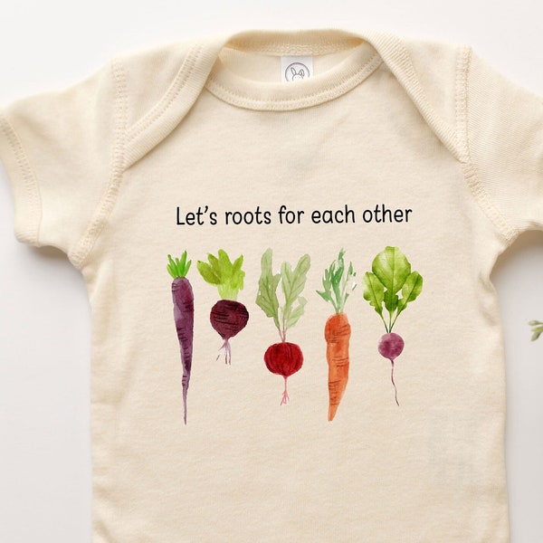 Let's Roots For Each Other Onesie® Funny Vegetable Pun Newborn Infant Youth Toddler Shirt Baby Suit One Piece For Baby Girl Baby Boy Gift