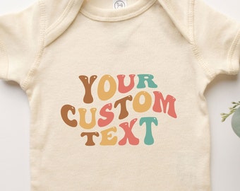 Custom Onesie® personalizado Boho retro estético texto nombre camiseta ropa regalo para traje de bebé niño ropa juvenil para bebé niña bebé niño