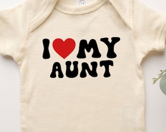 Eu amo minha tia Babysuit Camiseta Uma peça Baby Suit para bebê menina menino infantil criança jovem para tia menino menina presente para tia amante bebê