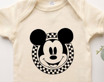 Mickey Mouse Onesie® Aesthetic Disney Checker Graphic Tee Shirt One Piece Gift For Baby Girl Boy Infant Toddler Youth Wear For Disney Trip