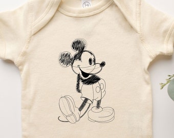 Mickey Mouse Onesie® Classic Mickey Scribble Tee Shirt Baby Suit One Piece For Baby Girl Boy Infant Toddler Youth For Disney World Trip Gift