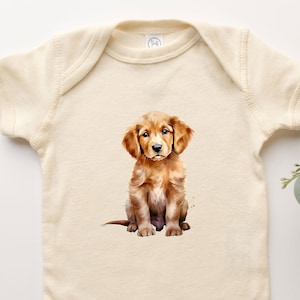 Golden Retriever Puppy Graphic Organic Cotton Baby Bodysuit