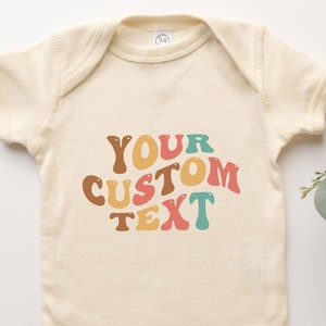 Custom Onesie® Personalized Boho Retro Aesthetic Text Name Tee Shirt Clothing Gift For Baby Suit Toddler Youth Wear For Baby Girl Baby Boy image 1