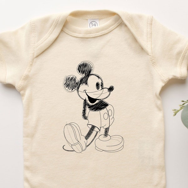 Mickey Mouse Onesie® Classic Mickey Scribble Tee Shirt Baby Suit One Piece For Baby Girl Boy Infant Toddler Youth For Disney World Trip Gift