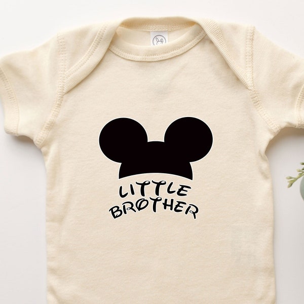 Little Brother Onesie® Mickey Mouse Disney Tee Shirt Baby Suit One Piece For Newborn Infant Toddler Youth For Pregnancy Announcement Reveal