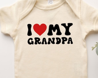 I Love My Grandpa Onesie® Tee Shirt One Piece Baby Suit For Baby Girl Boy Infant Toddler Youth For Grandpa Lover Gift Pregnancy Reveal