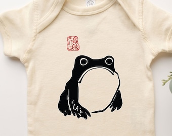 Japanese Frog Onesie® Sad Frog Art Vintage Style Aesthetic Shirt Baby Suit One Piece For Newborn Infant Toddler Youth For Baby Girl Baby Boy