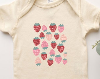 Cute Strawberry Onesie® Pastel Tee Shirt Onepiece Baby Body Suit For Newborn Infant Toddler Youth Baby Girl Boy Gift For Strawberry Lover