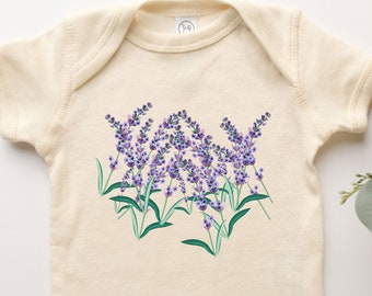 Purple Onesie® Lavender Flower For Lavender Lover Baby Suit Toddler Youth Wear, Floral Minimalist Botanical Celestial Lavender Shirt Gift