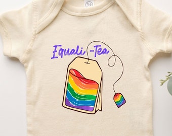 Equali-tea Onesie® Gay Lesbian Bisexual Trans Non Binary Pride Equality Shirt Onepiece Babysuit For Ally Infant Toddler Youth Baby Girl Boy