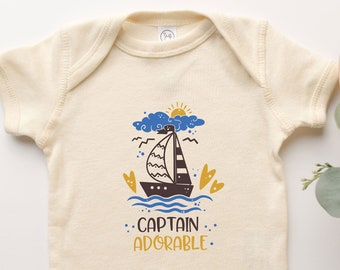 Kapitein aanbiddelijke Onesie®, nautische zeilkapitein schip Onesie® voor babyjongen, jongen baby shower geslacht cadeau, piraten T-shirt voor baby peuter jeugd