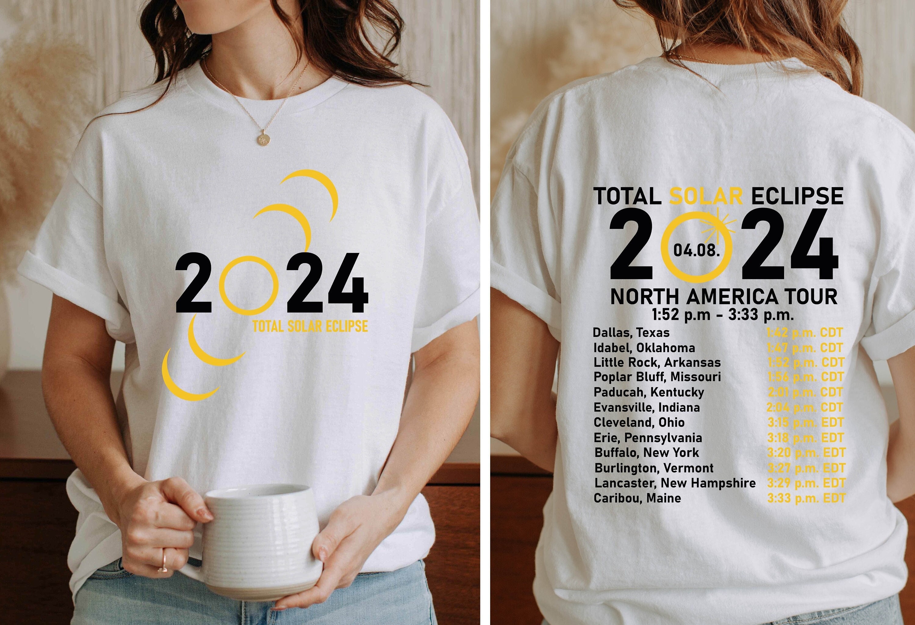 Total Solar Eclipse 2024 Double Sided Shirt, April 8th 2024 Shirt sold ...