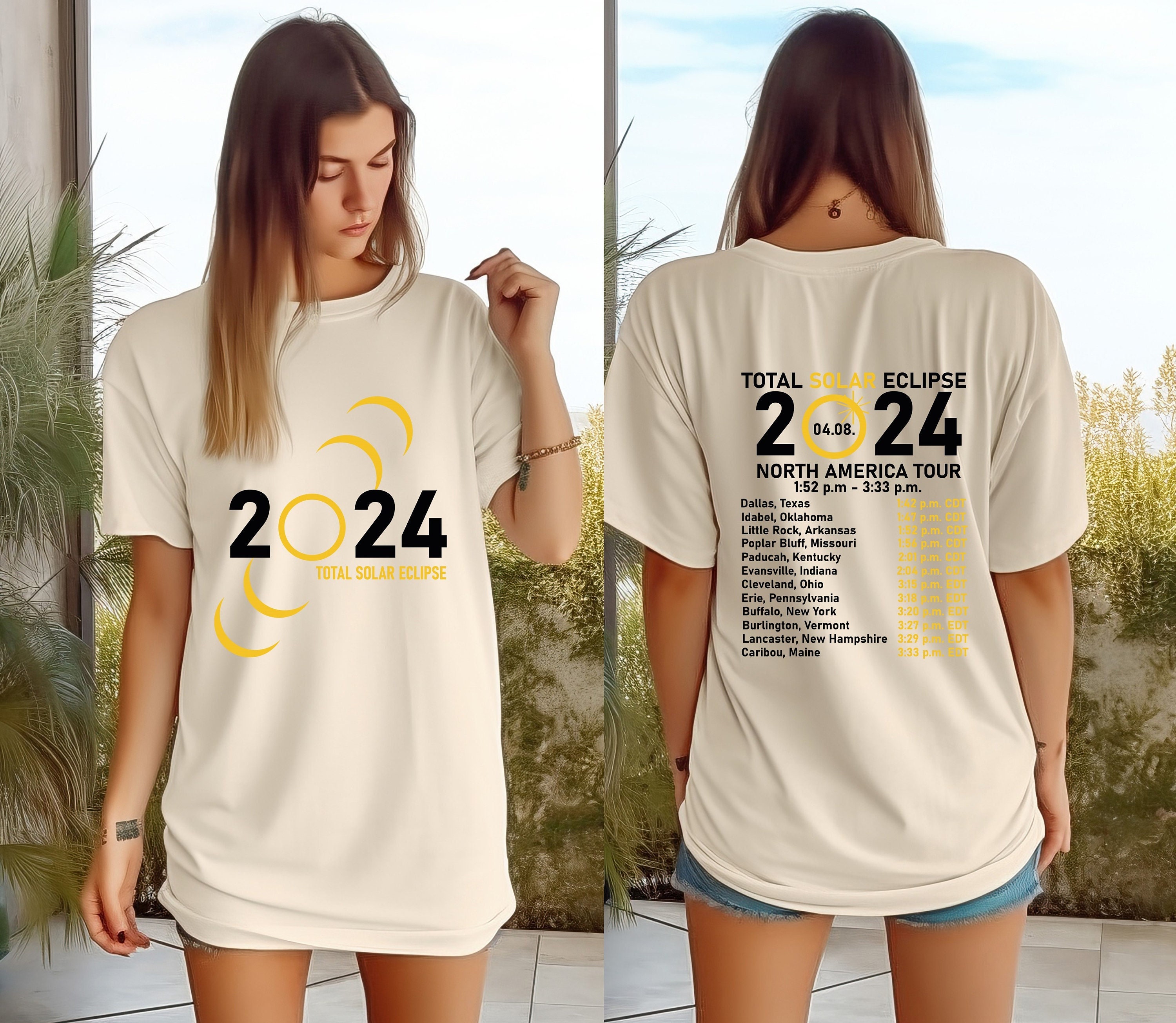 Total Solar Eclipse 2024 Double Sided Shirt, April 8th 2024 Shirt sold ...