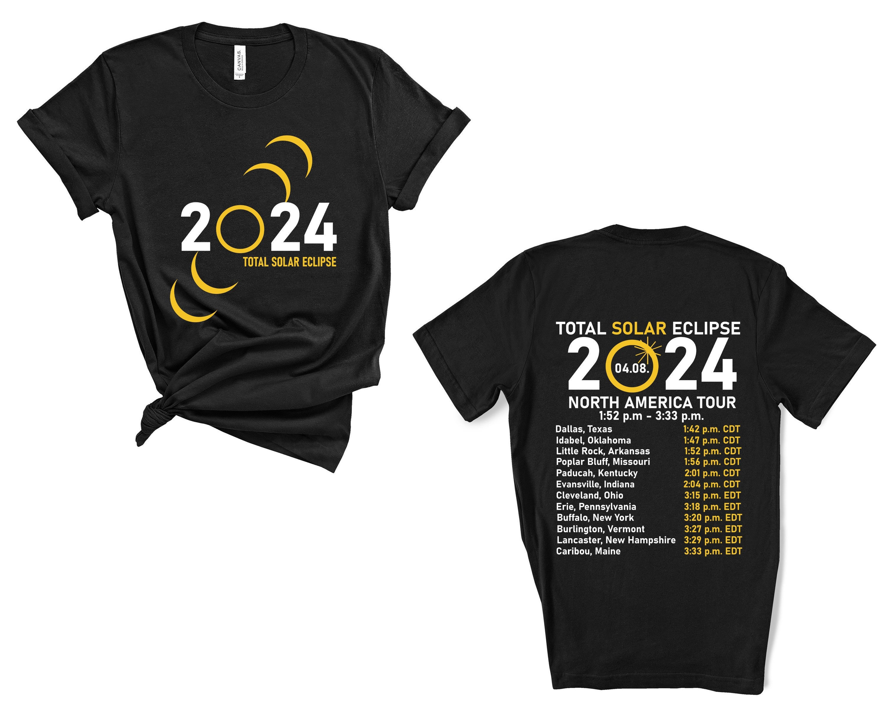 Total Solar Eclipse 2024 Double Sided Shirt, April 8th 2024 Shirt sold ...