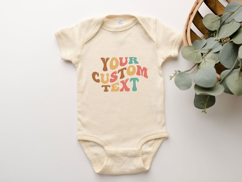 Custom Onesie® Personalized Boho Retro Aesthetic Text Name Tee Shirt Clothing Gift For Baby Suit Toddler Youth Wear For Baby Girl Baby Boy image 1