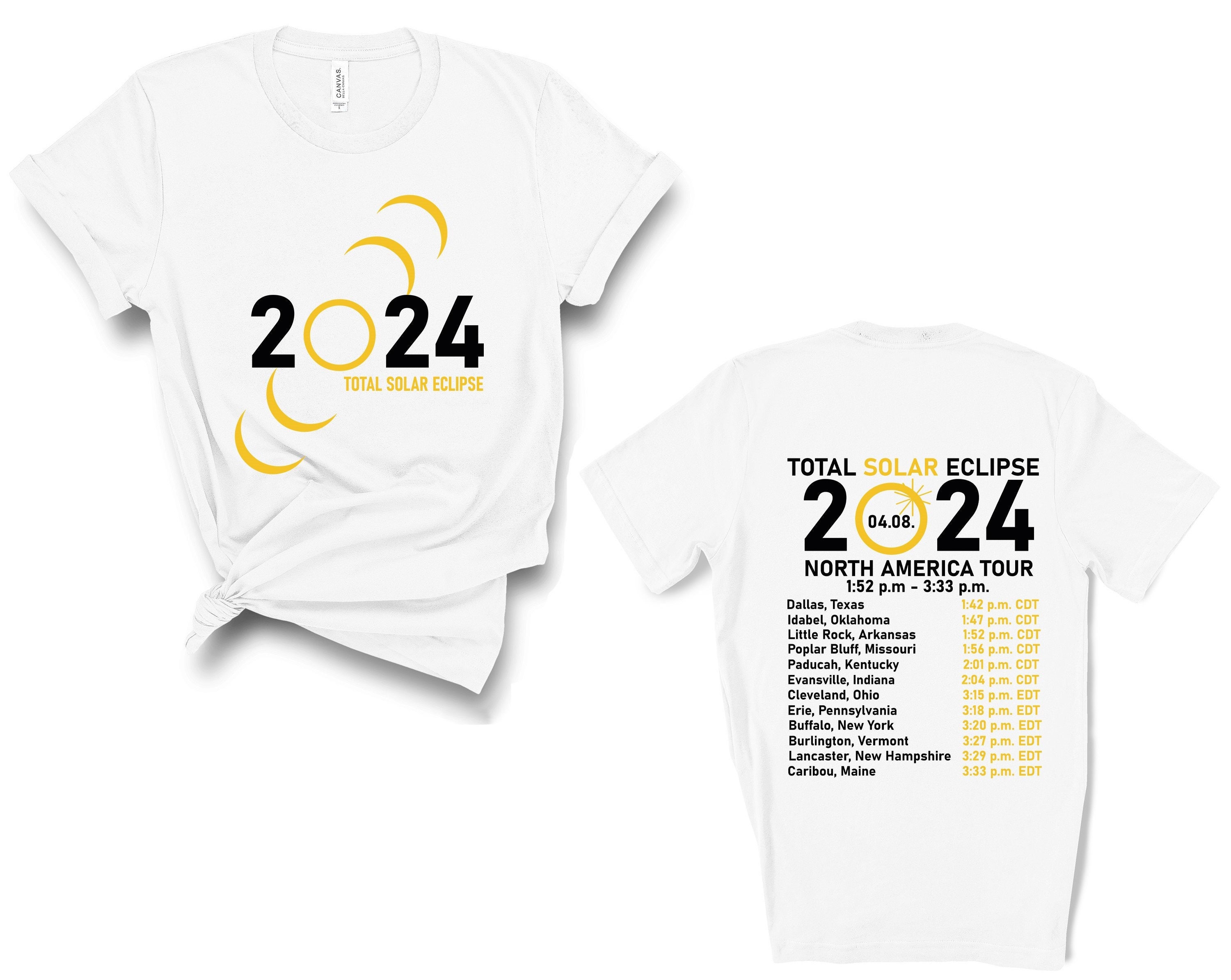 Total Solar Eclipse 2024 Double Sided Shirt, April 8th 2024 Shirt sold ...