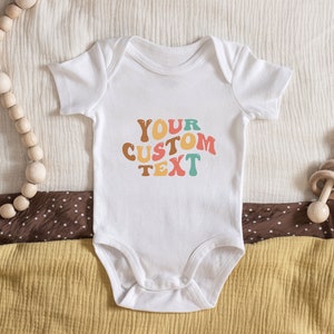 Custom Onesie® Personalized Boho Retro Aesthetic Text Name Tee Shirt Clothing Gift For Baby Suit Toddler Youth Wear For Baby Girl Baby Boy image 2