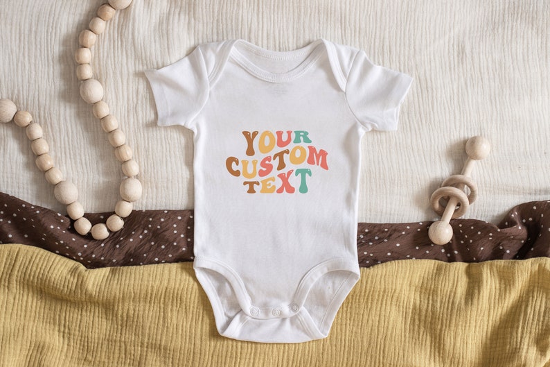 Custom Onesie® Personalized Boho Retro Aesthetic Text Name Tee Shirt Clothing Gift For Baby Suit Toddler Youth Wear For Baby Girl Baby Boy image 2