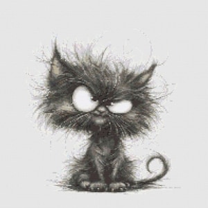 Grumpy Cat Cross Stitch PDF Pattern | Black Cat Embroidery Chart | Counted Design image 4