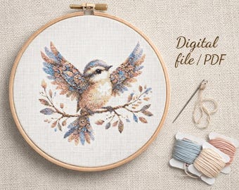 Bird Cross Stitch Pattern, Flying Bird PDF, Pattern Keeper Compatible
