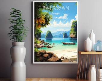 Palawan Poster, Palawan Wall Art, Palawan Travel Print, Housewarming Gift, Philippines Travel Gift, Wedding Gift, Christmas Gift,Palawan Art