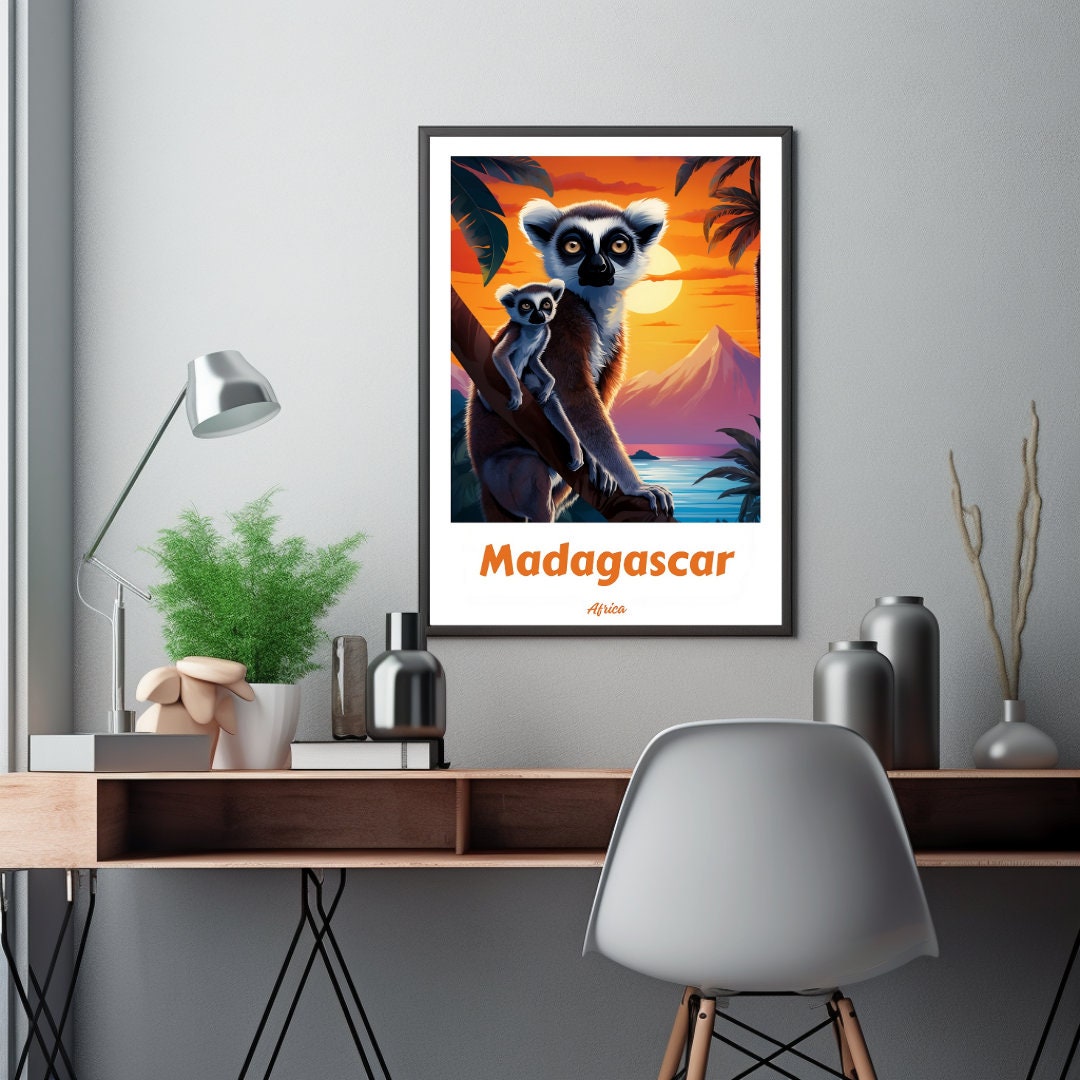 Madagascar Poster, Madagascar Travel Print, Madagascar Art, Lemur Print ...