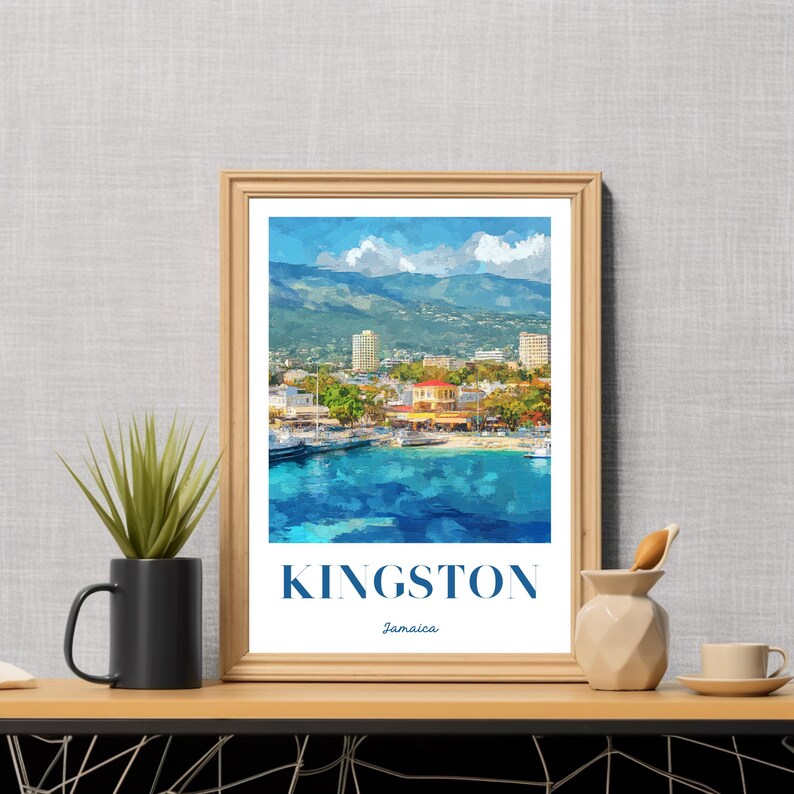 Kingston Jamaica Art Poster, Kingston Jamaica Travel Wall Art